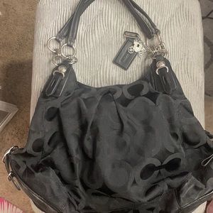 Coach Bag. Black. Purple Silk interior. Gently loved.  VGUC.